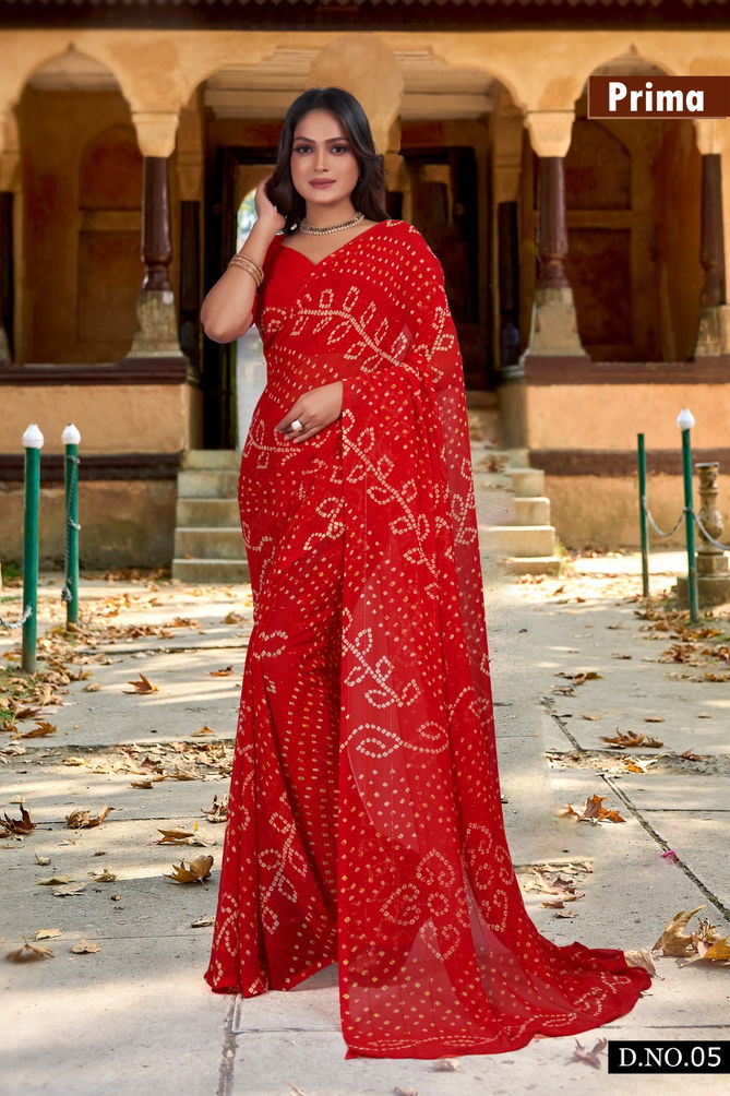 Prima Weightless Georgette Bandhani Sarees Wholesale Market In India