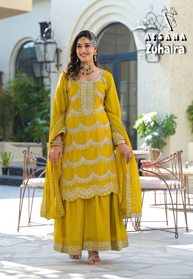 Zuhaira By Afsana Chinon Embroidery Readymade Suits Wholesale Online