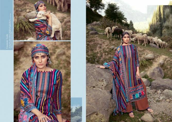 Silky Winter Collection Designer Printed Pashmina Jacquard Dress Material With Twill Shawl Printed Dupatta