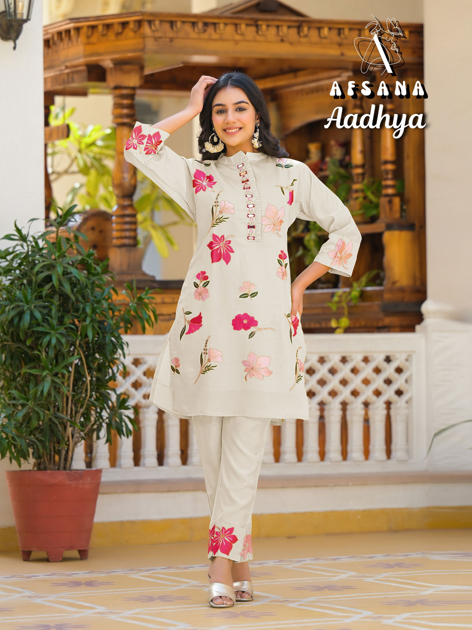 Aadhya By Afsana Roman Embroidery Co Ord Set Exporters In India