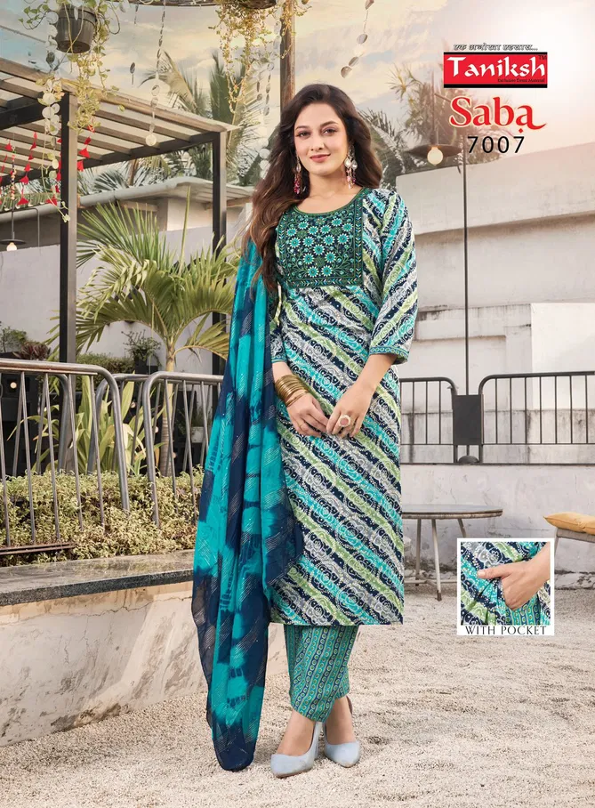 Saba Vol 7 By Taniksh Rayon Foil Printed Kurti With Bottom Dupatta Orders In India