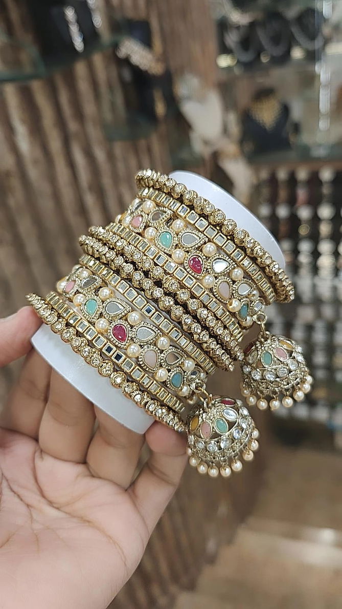 Designer Multi Colour Copper Bangles Set Wholesale Price In Surat
