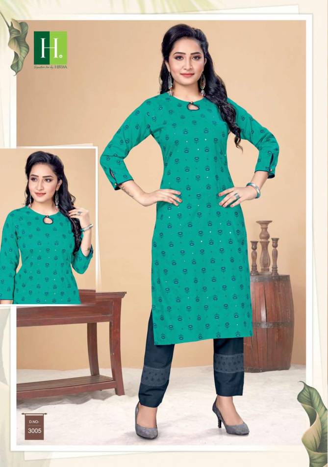 Hirwa Indi Chic Casual Wear Designer Fancy Kurtis With Bottom Collection
