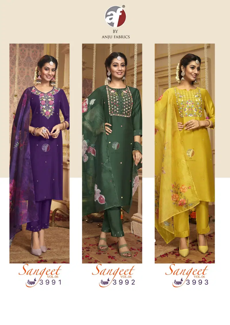 Sangeet Vol 6 By Af Viscose Designer Kurti With Bottom Dupatta Orders In India