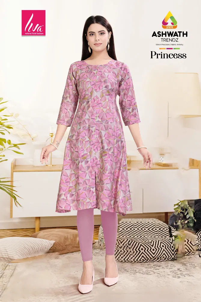 Princess Stylish Chanderi Foil Printed Kurti Wholesale Price In Surat