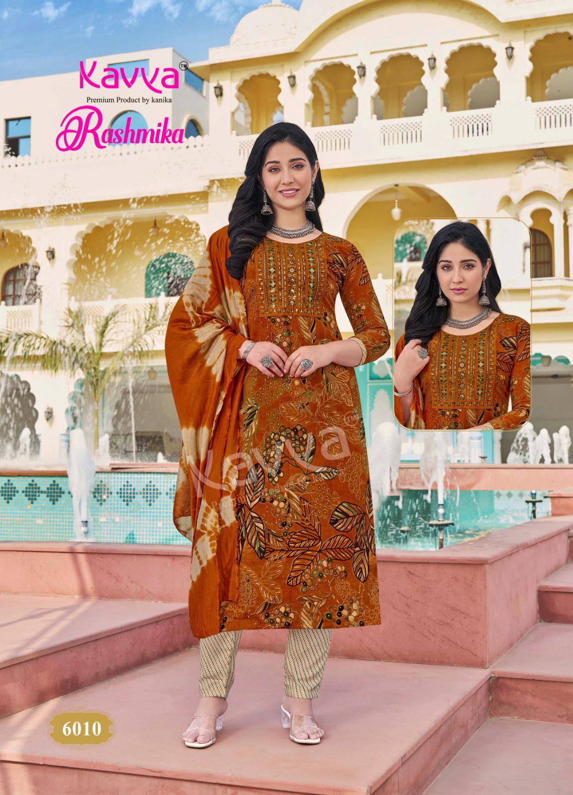 Rashmika Vol 6 By Kavya Rayon Foil Printed Kurti With Bottom Dupatta Wholesale Price