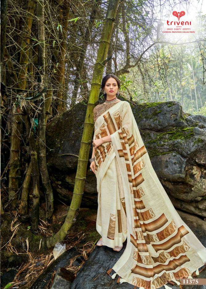 TRIVENI PANCHEE Latest Designer Fancy Festive Wear Heavy Cotton Linen Saree Collection