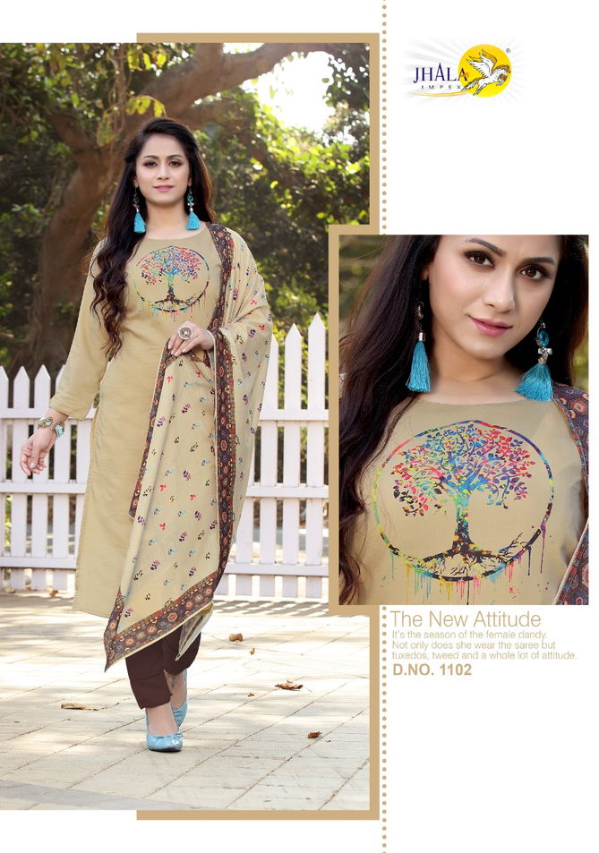 JHALA IMPEX REXY Latest Fancy Designer Festive Wear Mashlin Silk Heavy Digital Print Kurtis With Dupatta Collection