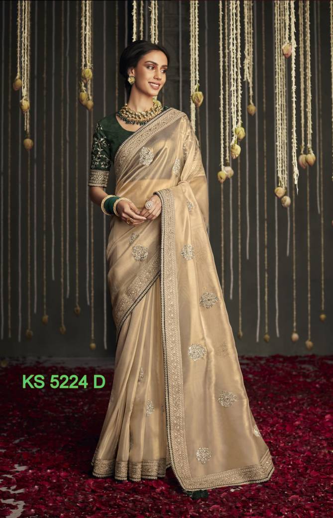 Kajal 5224 Kimora Wedding Designer Wear Soft Tissue Silk Sarees Wholesale in India
