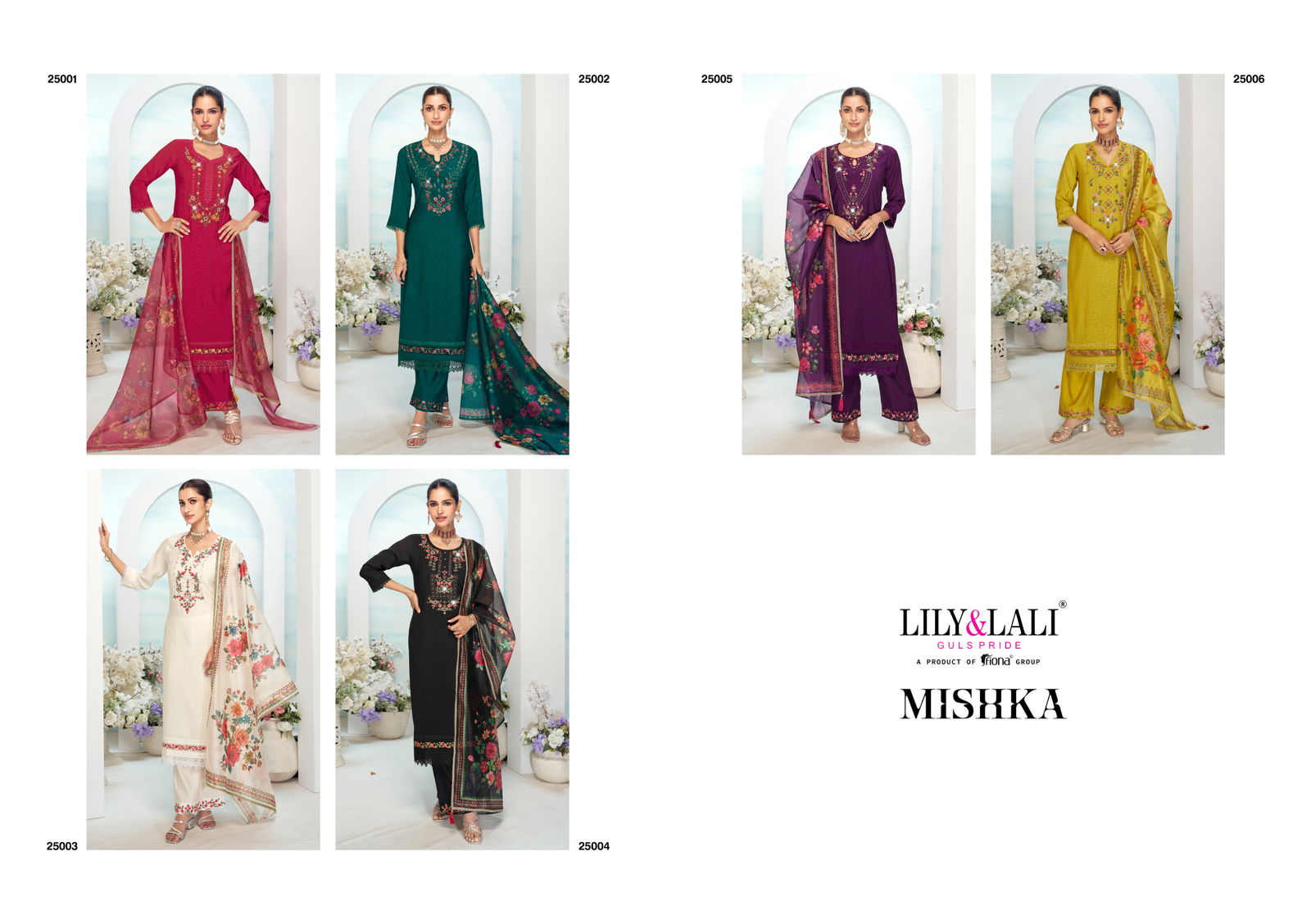 Mishka By Lily And Lali Viscose Silk Top Bottom With Dupatta Online Wholesale