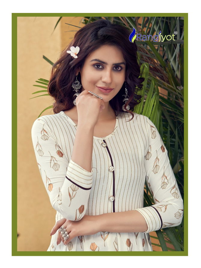 Rangjyot Summer Queen Latest Fancy Designer 1 Rayon Print Designer Kurtis Collection
