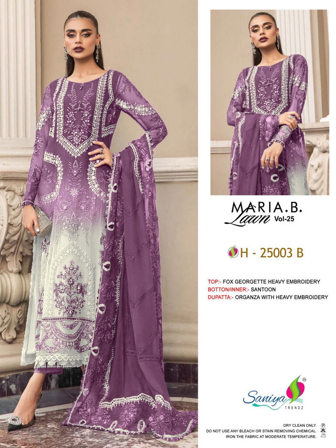 Maria B Lawn Vol 25 By Saniya Heavy Georgette Pakistani Suits Suppliers in India
