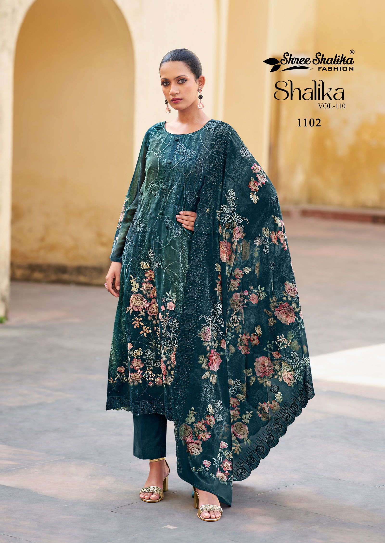 Shree Shalika Vol 110 Embroidery Printed Georgette Suits Suppliers In India