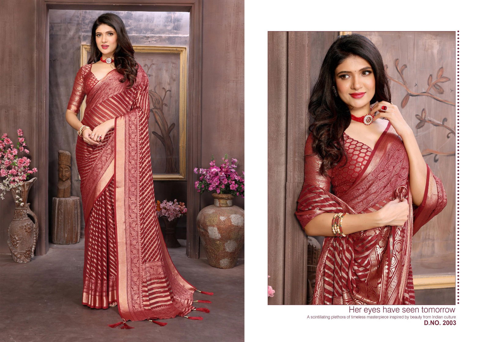 Shaligram Vol 2 By Sirona Dull Moss Brasso Sarees Exporters In India