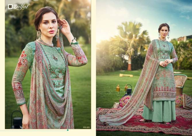 Zulfat Hasrat Pure Latest fancy Designer Casual wear Pure Jam Cotton Digital Style Print with Heavy Fancy Embroidery work Dress Material Collection
