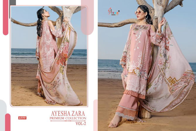 Shree Ayesha Zara Premium Collection 2 Fancy Latest Festive Wear Pure Cotton Print With Embroidery Pakistani Salwar Suits Collection
