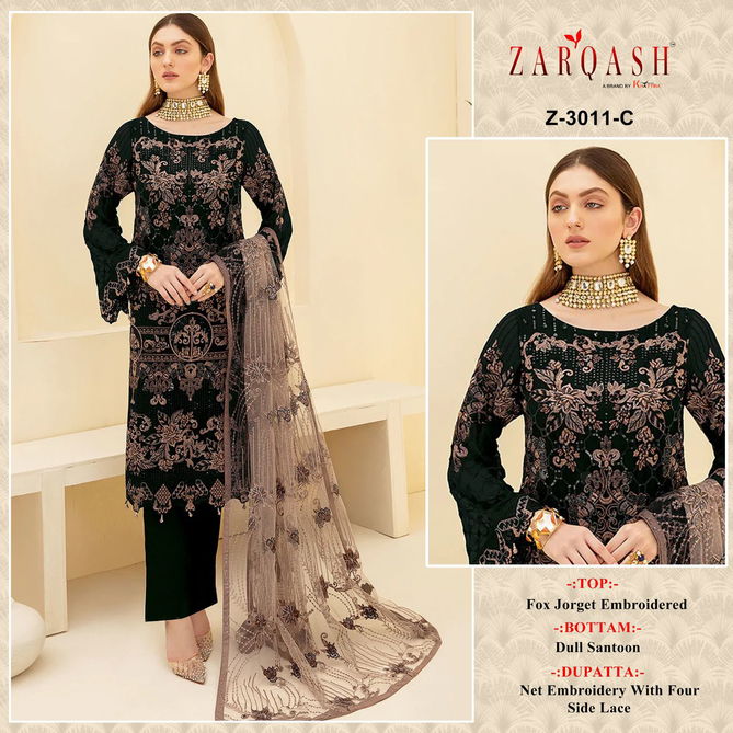 Z 3011 A To D By Zarqash Embroidery Pakistani Suits Orders In India