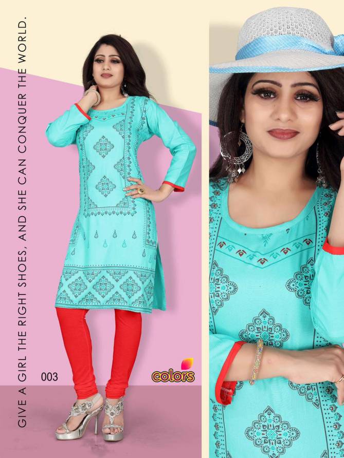Aagya Colors 4 Casual Wear Designer Prined Rayon Kurti Collection
