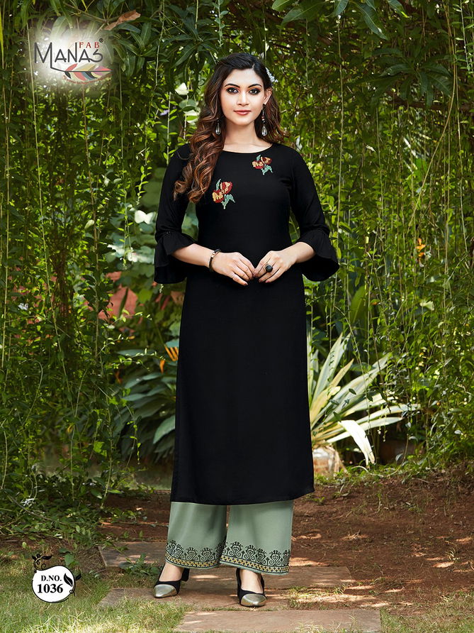 Manas Anishka 5 Latest fancy Designer Ethnic Wear Rayon Kurti With Bottom Collection
