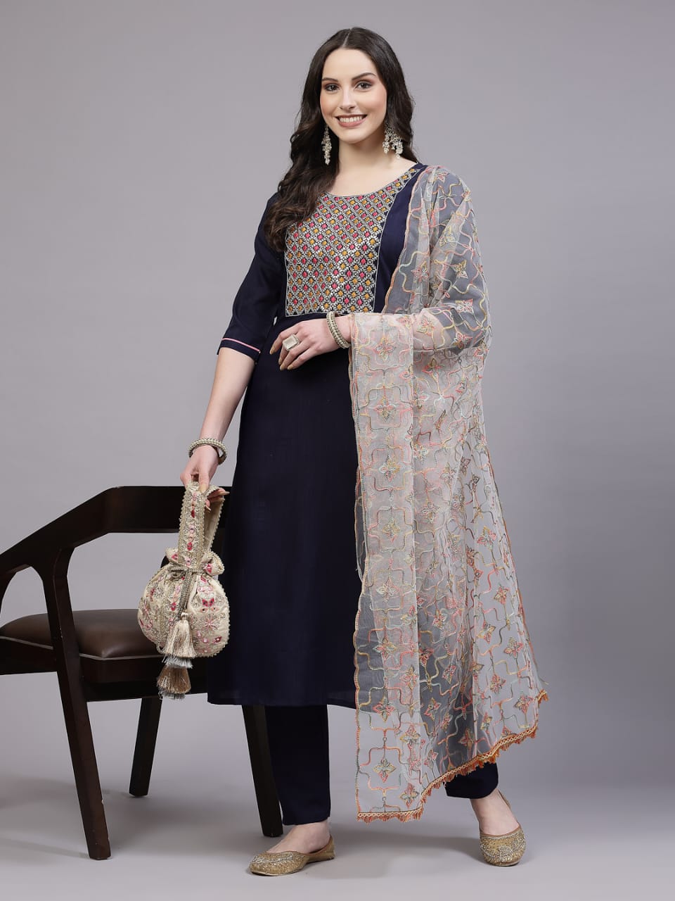 Shamal Viscose Reyon Embroidery Kurti With Bottom Dupatta Wholesale Shop In Surat