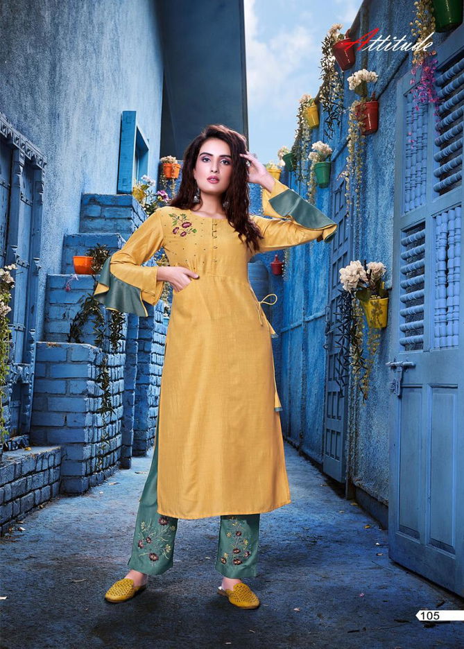 Attitude SHOW- ME Chinon Soft Silk Embroidered Premium Series of Kurti with Pant Classsy Style With it's Eye-Catching & Wonderful Collection