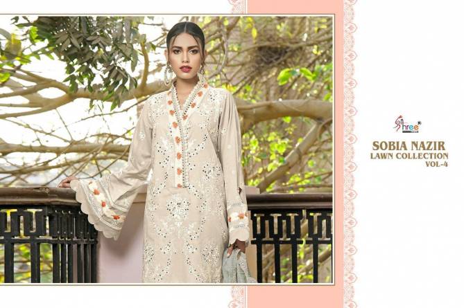 Shree Sobia Nazir Lawn Collection 4 Lawn Cotton Embroidery Pakistani Salwar Kameez Collection
