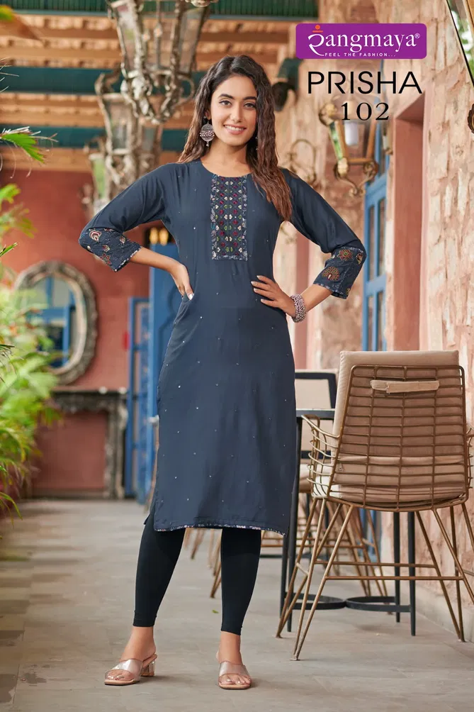 Prisha By Rangmaya Rayon Designer Wholesale Kurtis Suppliers In Mumbai