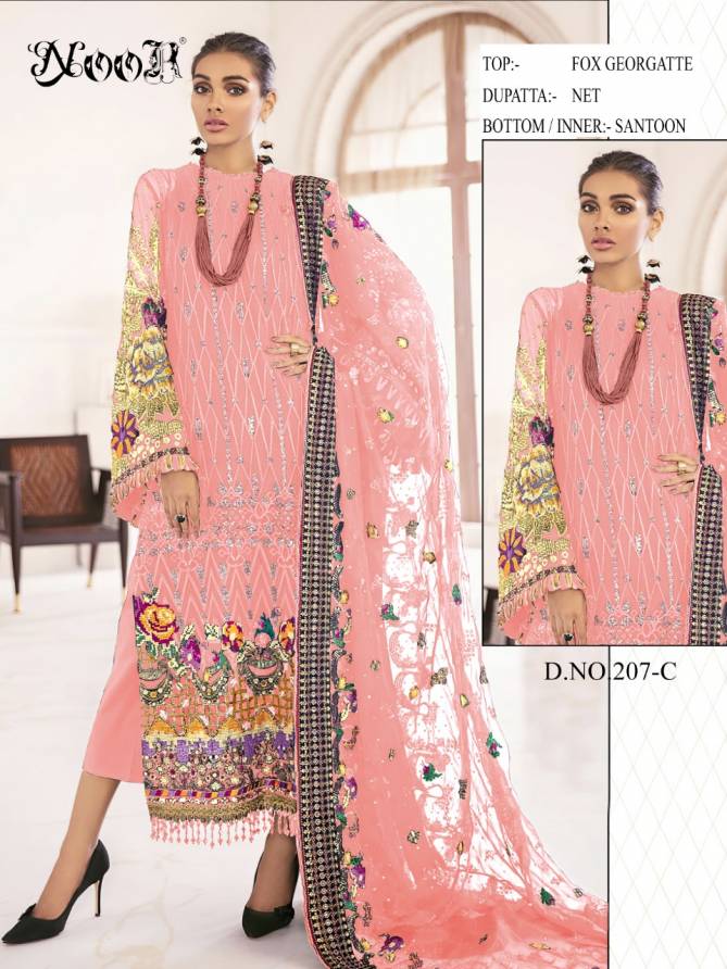 Noor 207 Colours Latest Fancy Designer Heavy Festive Wear Fox Georgette Pakistani Salwar Suits Collection
