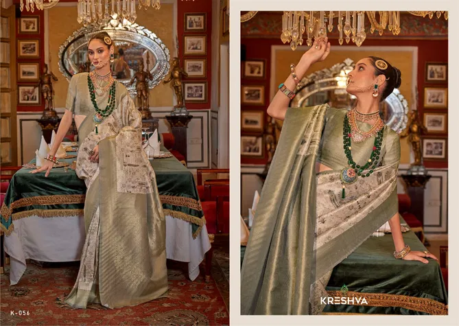 Saatvik Vol 3 By Kreshva Tusser Silk Digital Printed Sarees Wholesale In India