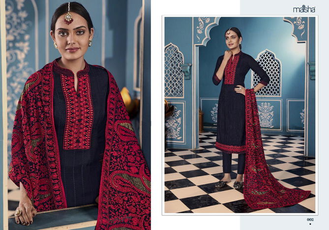 Maisha Mania 001 Series pure silk with Heavy embroidery and Swarovski work Dupatta Dress Materials Collection