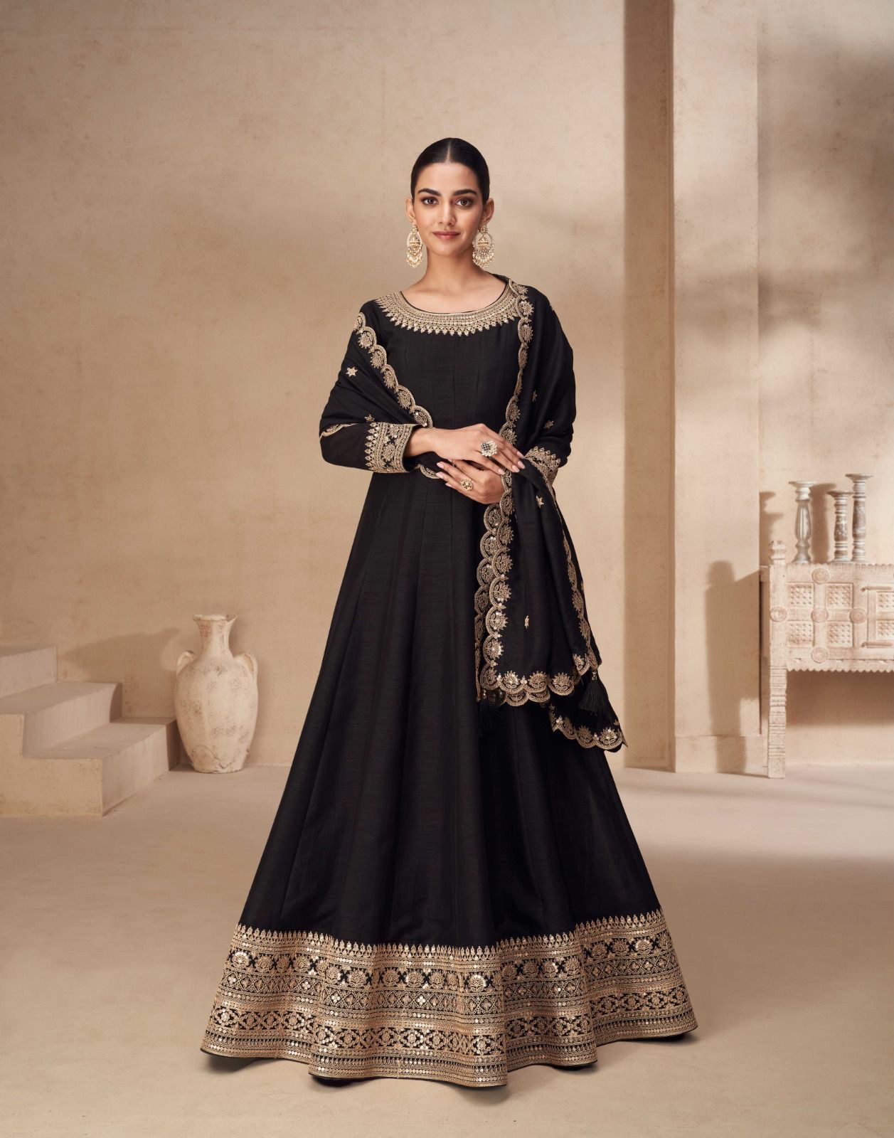 Akshara By Aashirwad Akshara Premium Silk Gown With Dupatta Wholesale Online