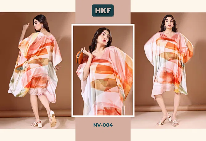  Nirvana Vol 1 By Hkf  Kaftan Soft Satin Casual Wear Wholesale Manufacturers