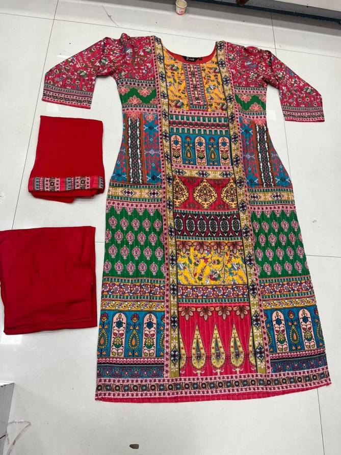 Red Tree Maslin Printed Kurti With Bottom Dupatta Suppliers in India