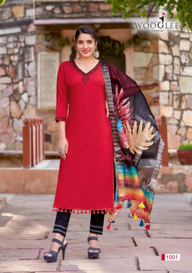 Lamha By Wooglee Rayon Weaving Designer Kurti With Bottom Dupatta Exporters In India