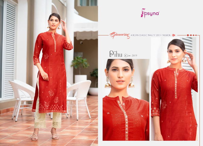 Pihu 2 By Psyna Chanderi Silk Designer Kurti With Bottom Catalog