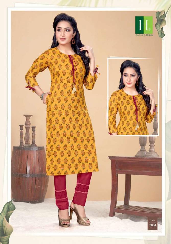 Hirwa Indi Chic Casual Wear Designer Fancy Kurtis With Bottom Collection
