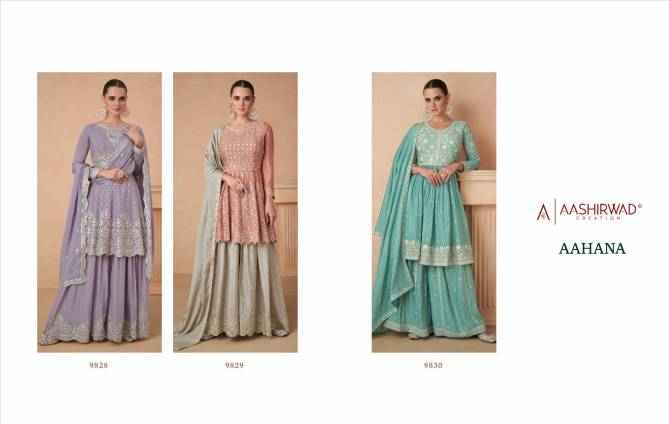 Aashirwad Gulkand Aahana Chinon Silk Designer Salwar Kameez Catalog