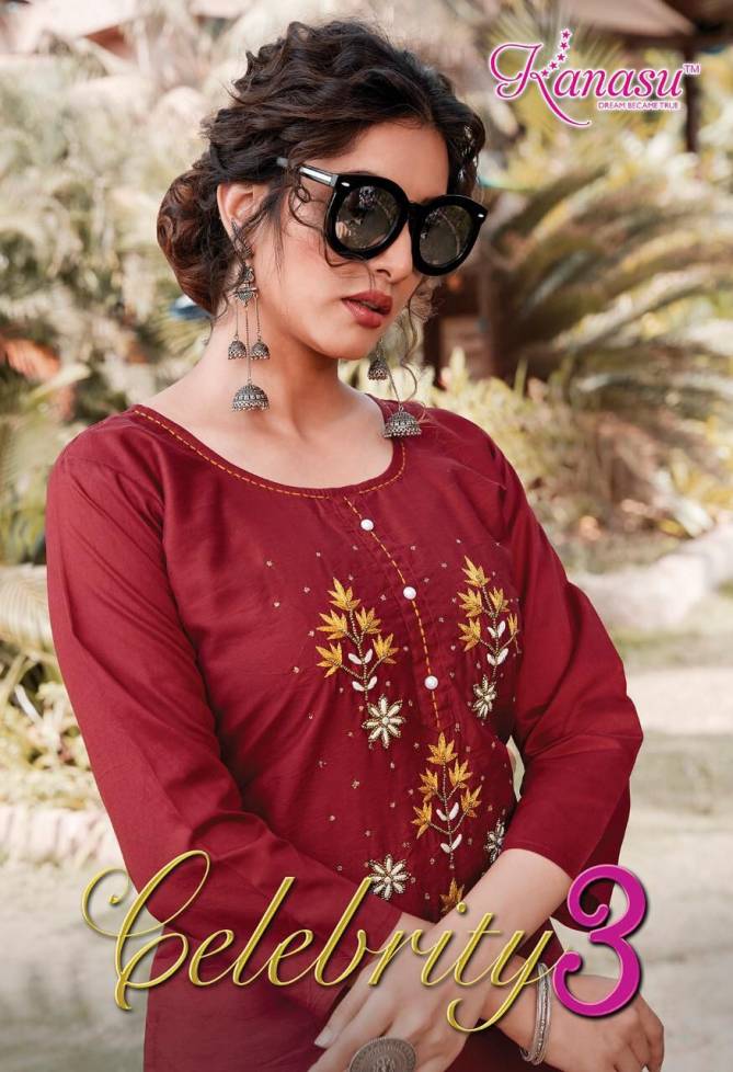 Kanasu Celebrity 3 Ethnic Wear Silk Designer Fancy Kurtis With Bottom Collection
