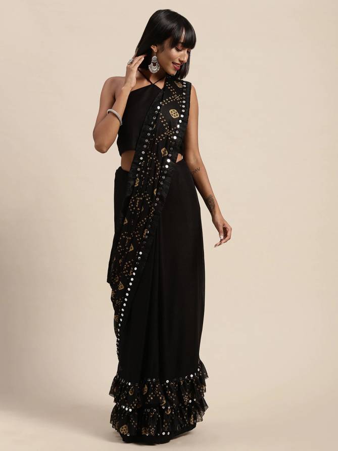 Meera 15 Fancy Casual Party Wear Ruffel Silk Stylish Saree Collection
