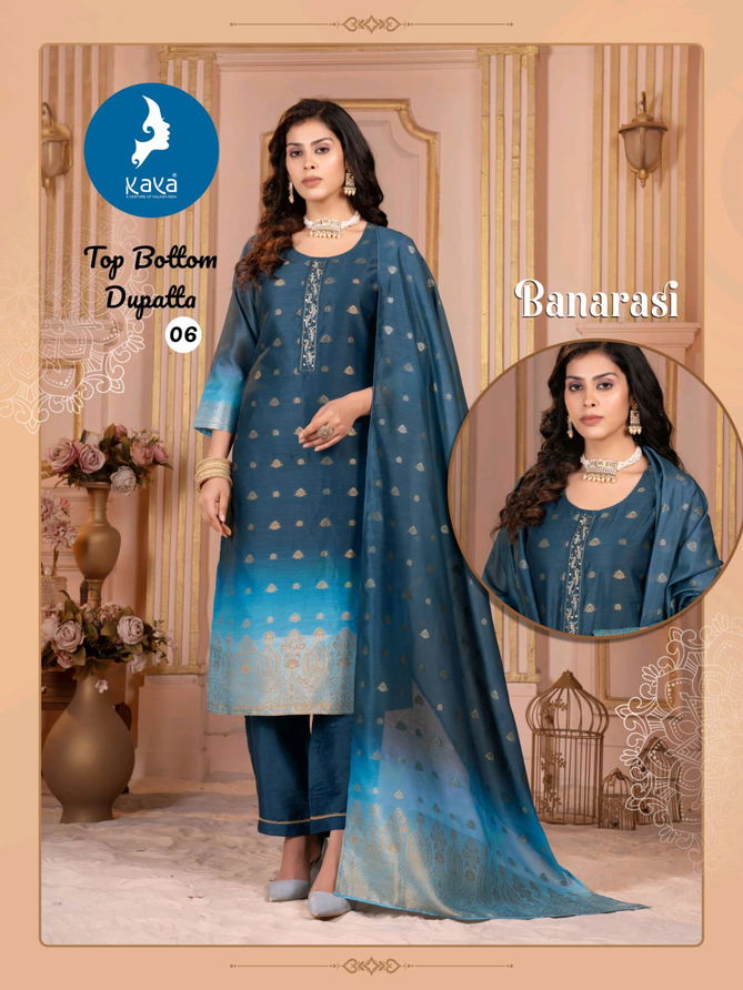 Banarasi By Kaya Chanderi Jacquard Kurti With Bottom Dupatta Wholesale Online