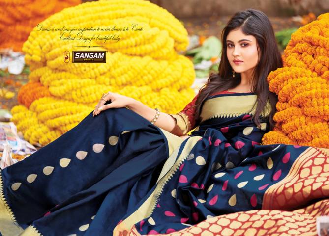 Sangam Aaradhya Latest Fancy Designer Festive Wear Heavy  Handloom Cotton Saree Collection
