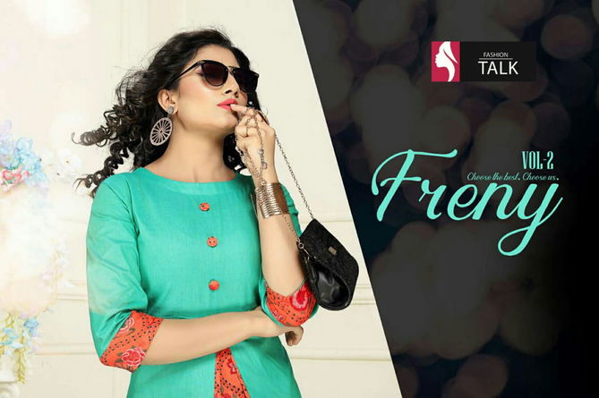 Ft Freny 2 Latest Designer Regular Wear Handloom Cotton Fancy Designer Kurtis Collection
