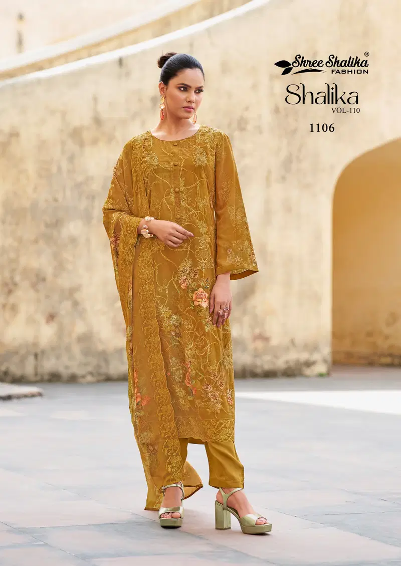 Shree Shalika Vol 110 Embroidery Printed Georgette Suits Suppliers In India