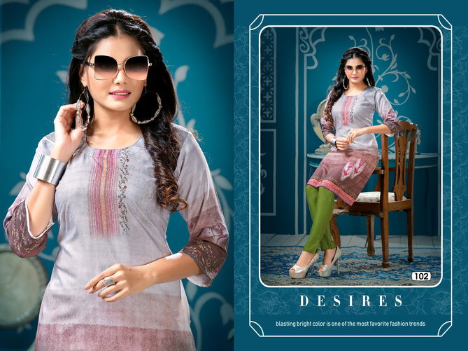 Ft Simran Latest Fancy Designer Ethnic Wear Crepe Printed Kurti With Bottom Collection
