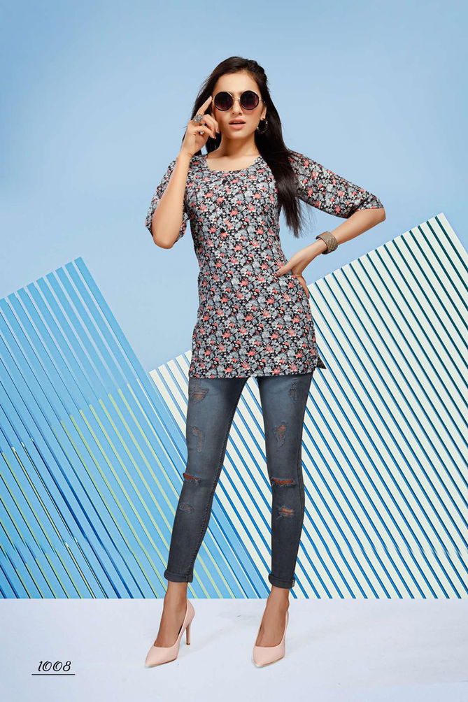 Beauty Queen Clock 2 New Fancy Wear Cotton Printed Ladies Top Collection