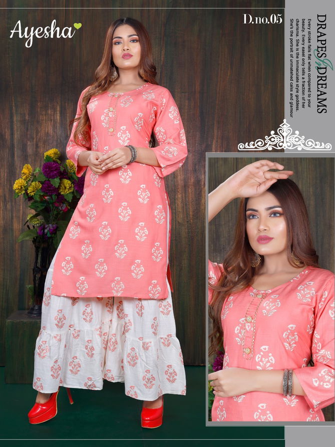 Ayesha Bhavya Latest fancy Designer Casual Wear Rayon Printed Kurtis With Bottom Collection
