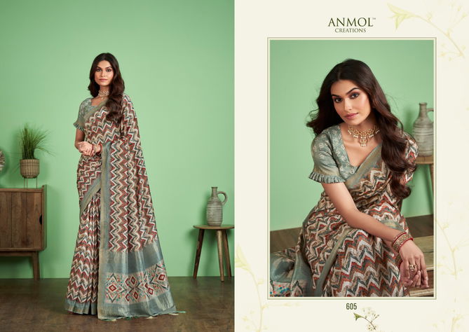 Tulip Vol 6 By Anmol Jute Silk Printed Sarees Catalog