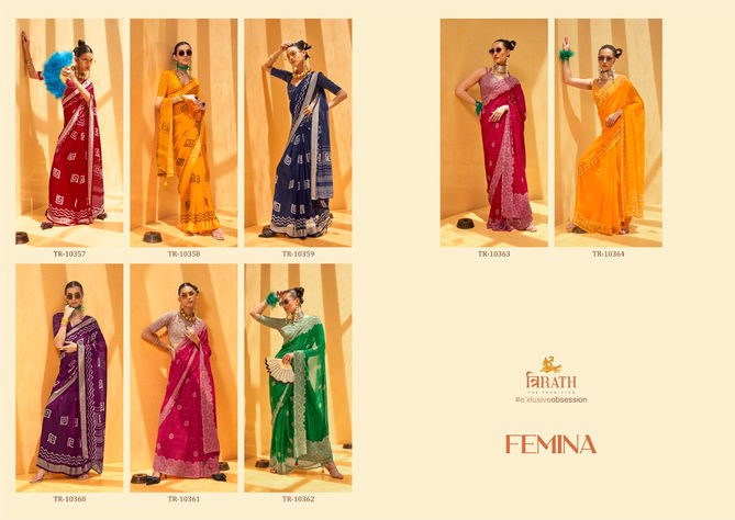 Femina By Trirath Daani Georgette Foil Printed Saree Orders In India