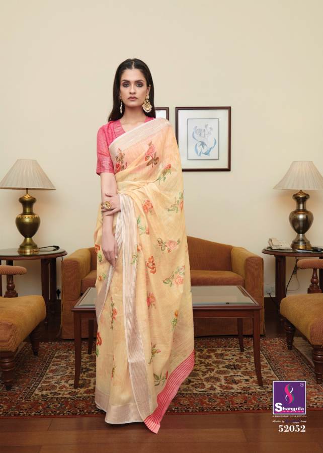 Shangrila Jaipuri Linen Vol 4 Latest Designer Printed Linen Cotton Casual Wear Saree Collection 