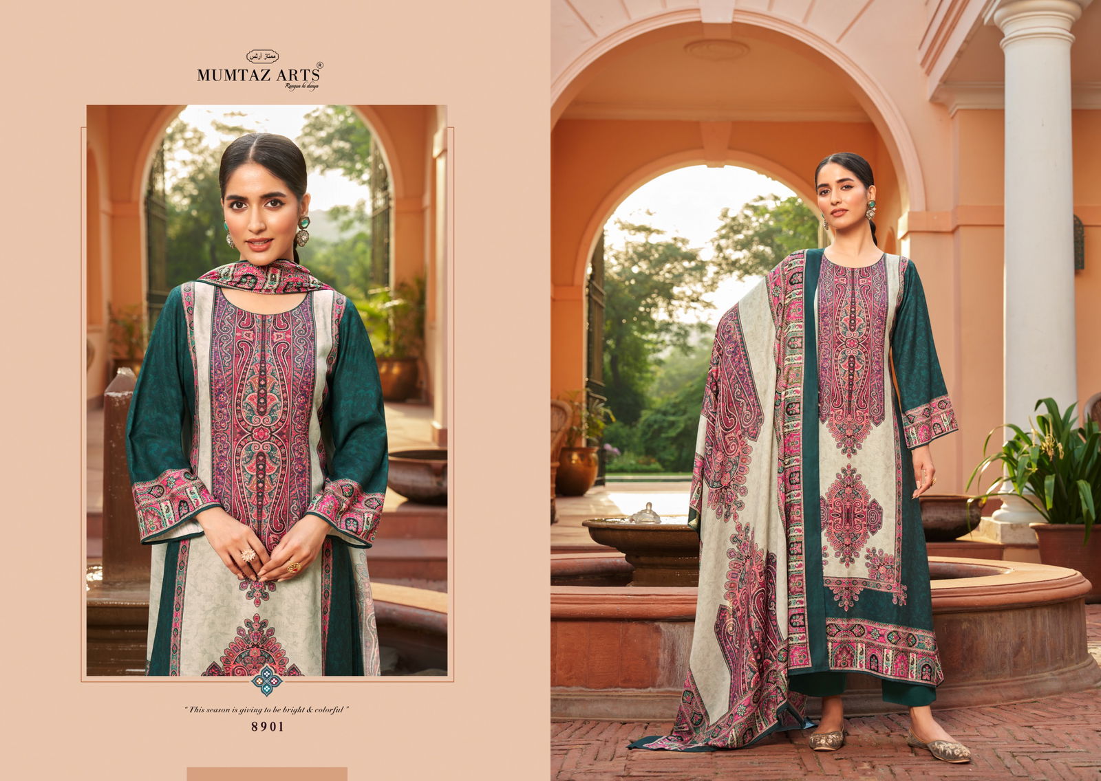 Shiringar By Mumtaz Pashmina Digital Printed Embroidery Dress Material Orders In India